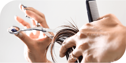 Precision haircut performed by professional hairstylist