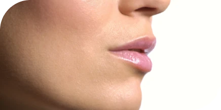 Close-up of smooth chin and jawline after professional facial waxing